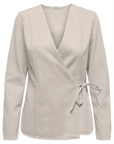 Only - ONLSilla Tie Wrap Bluse - Pumice Stone